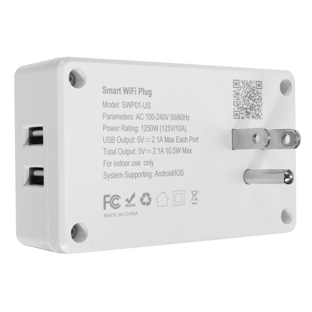 Phone Smart Wifi Socket Us Plug + Usb Charger Works For Echo
