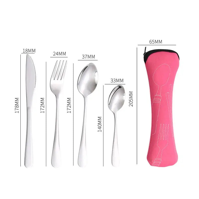 Portable Cutlery Set - Spoon Fork Steak Knife For Travel