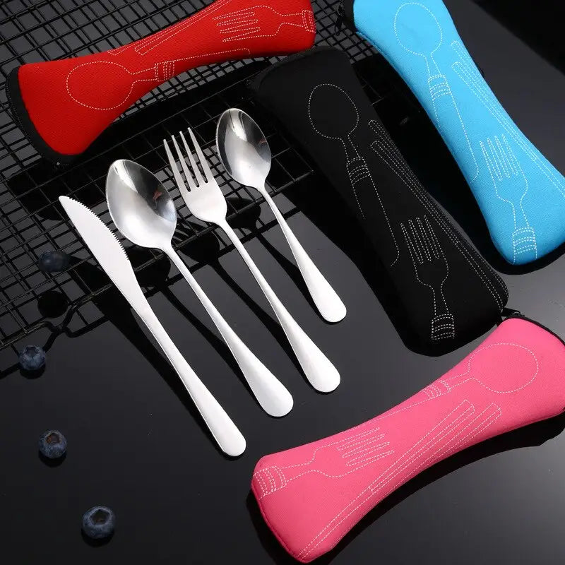 Portable Cutlery Set - Spoon Fork Steak Knife For Travel
