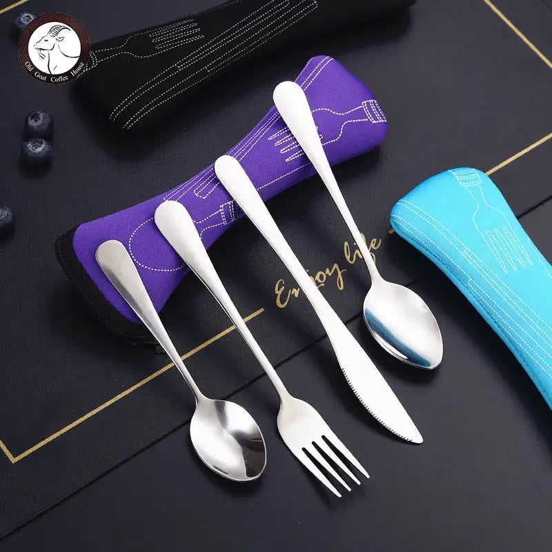 Portable Cutlery Set - Spoon Fork Steak Knife For Travel
