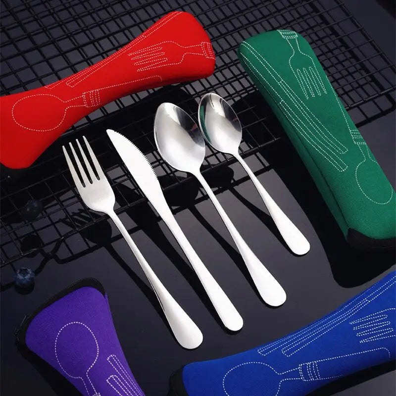 Portable Cutlery Set - Spoon Fork Steak Knife For Travel