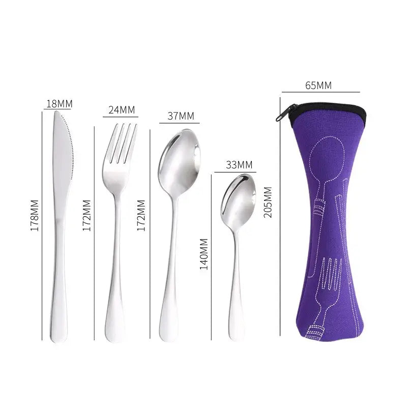 Portable Cutlery Set - Spoon Fork Steak Knife For Travel