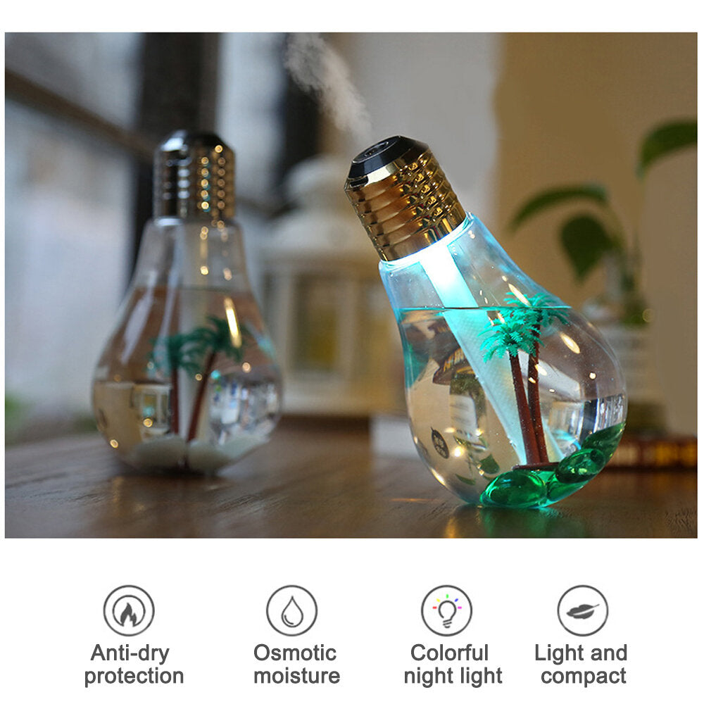 Portable Led Bulb Shape Humidifier 7 Color Night Light Air