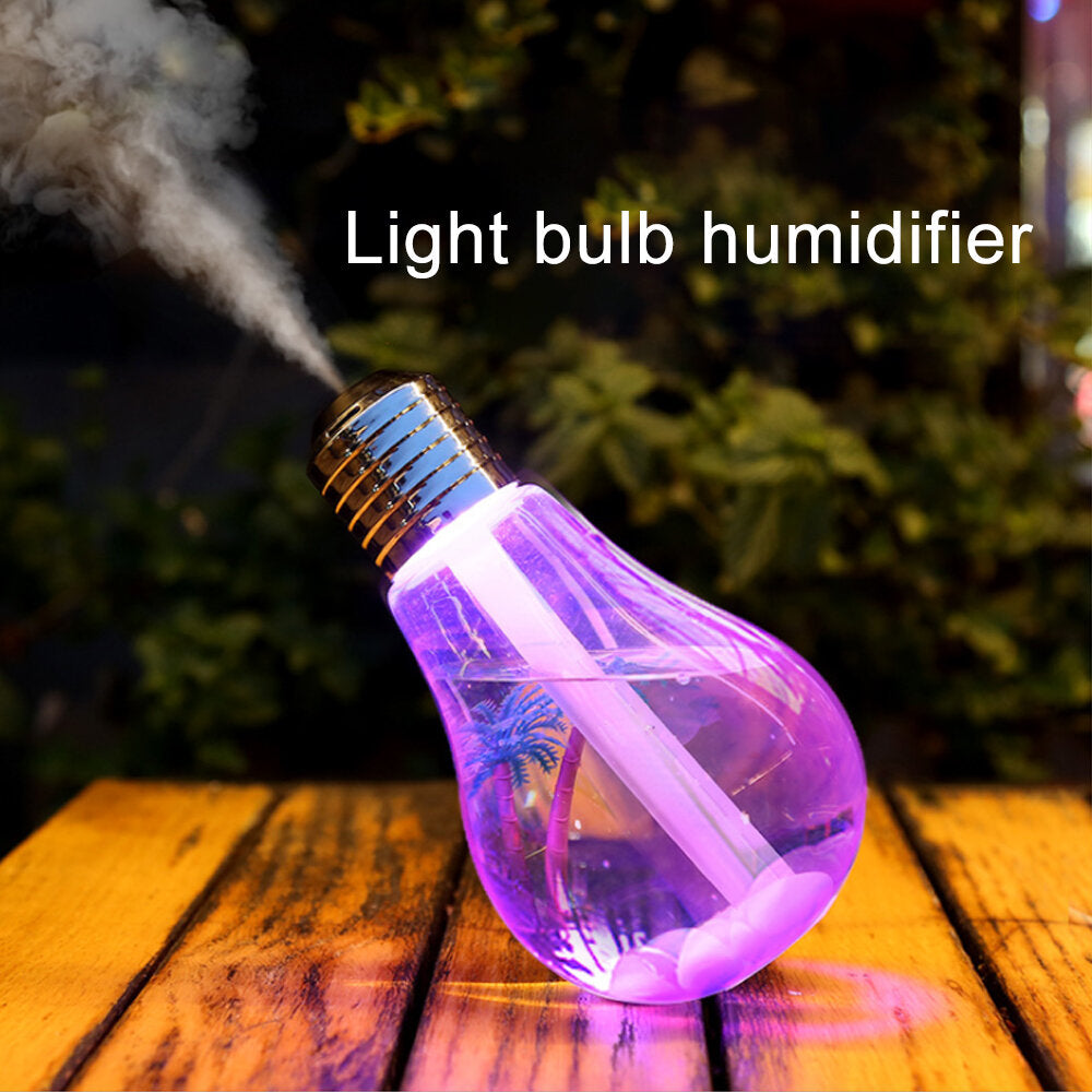 Portable Led Bulb Shape Humidifier 7 Color Night Light Air
