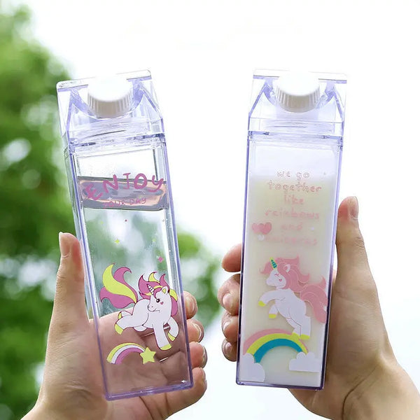 Portable Milk Carton Water Bottle Novelty Cartoon