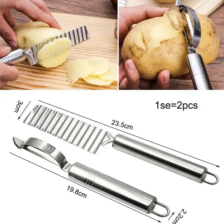 Potato Chip Slicer Crinkle Wavy Knife