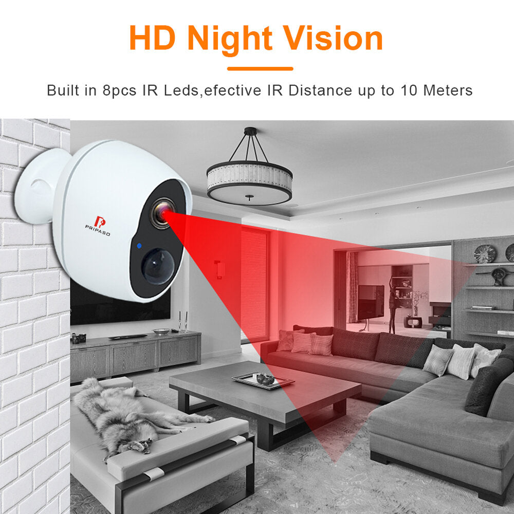 Pripaso 1080p Wireless Battery Powered Ip Cctv Camera
