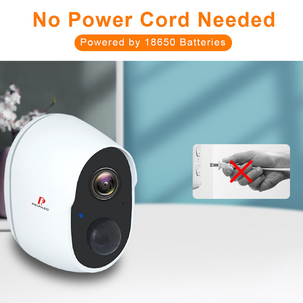Pripaso 1080p Wireless Battery Powered Ip Cctv Camera