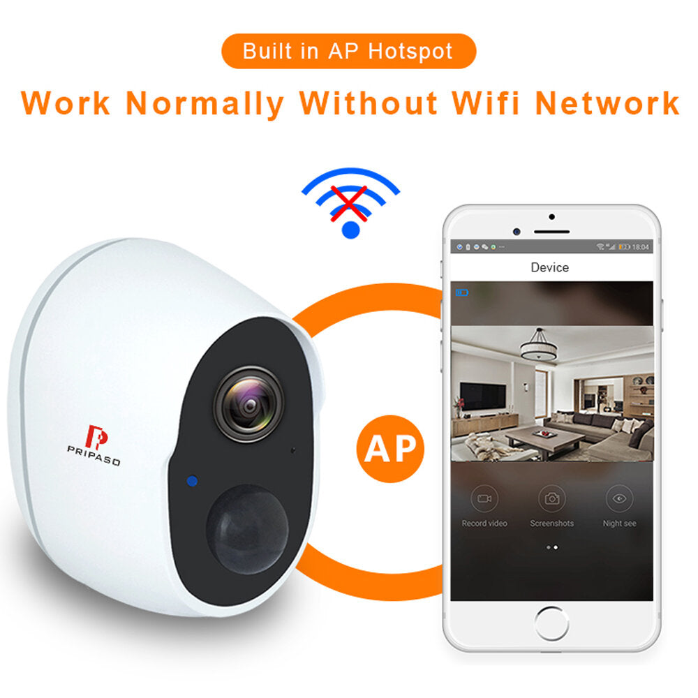 Pripaso 1080p Wireless Battery Powered Ip Cctv Camera