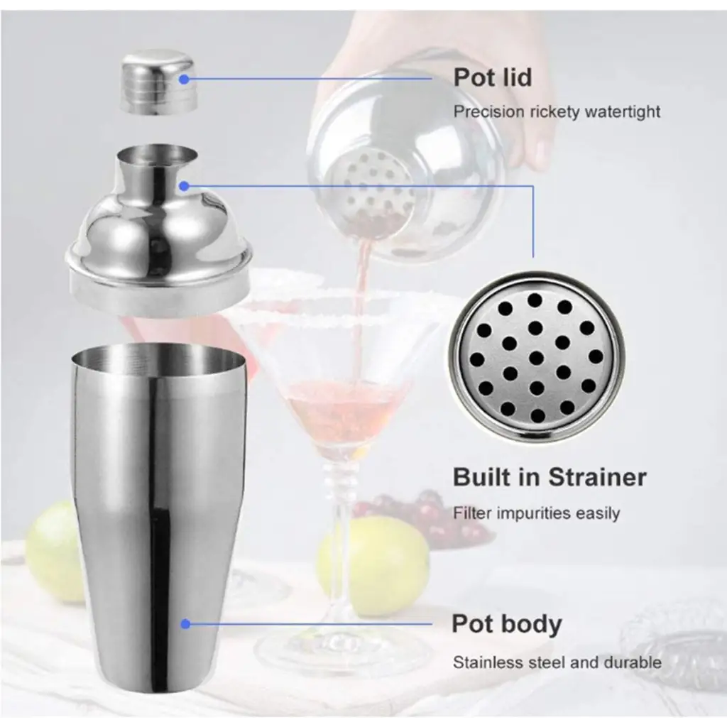 Professional Bar Cocktail Shaker Set Stainless Steel 750ml