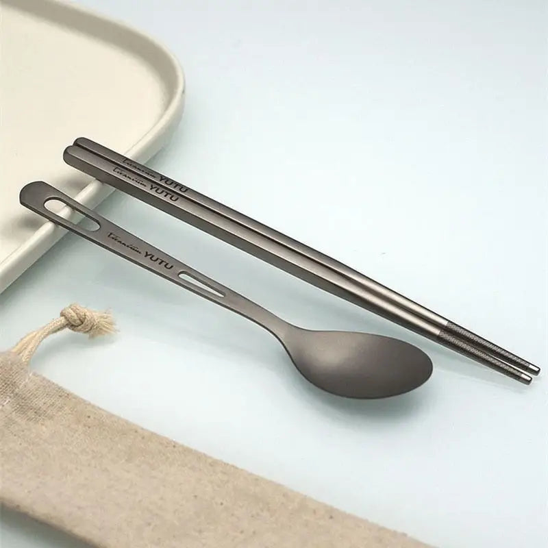 Pure Titanium Tableware Set Outdoor Portable Knife Fork