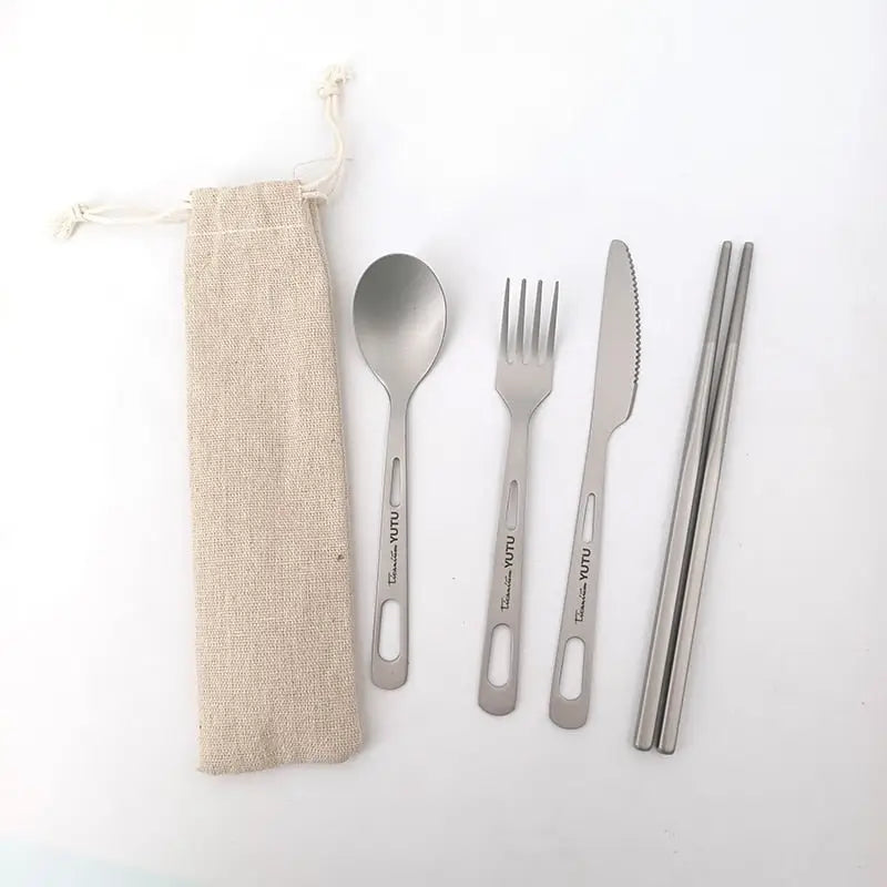 Pure Titanium Tableware Set Outdoor Portable Knife Fork
