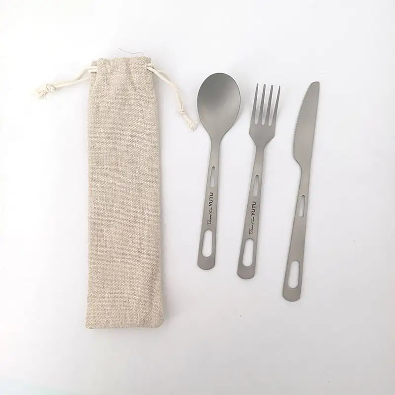 Pure Titanium Tableware Set Outdoor Portable Knife Fork