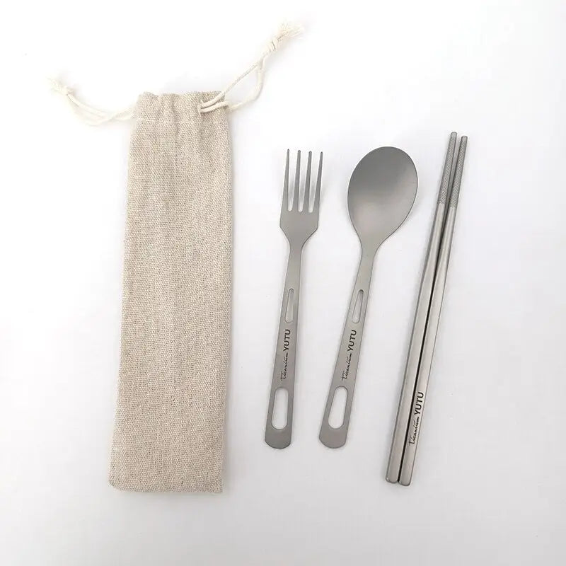 Pure Titanium Tableware Set Outdoor Portable Knife Fork