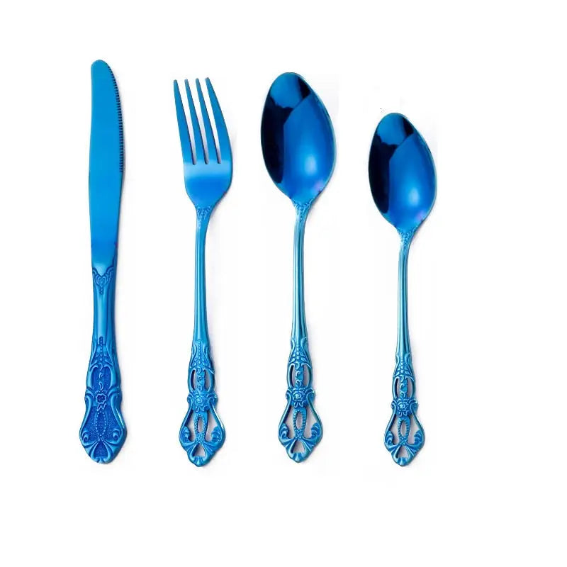 Retro Gold Cutlery Set Stainless Steel Spoon Fork