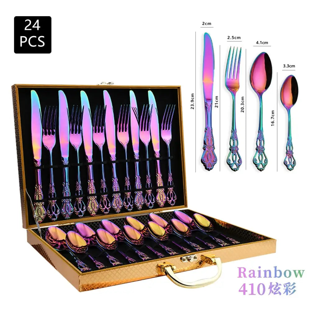 Retro Gold Cutlery Set Stainless Steel Spoon Fork