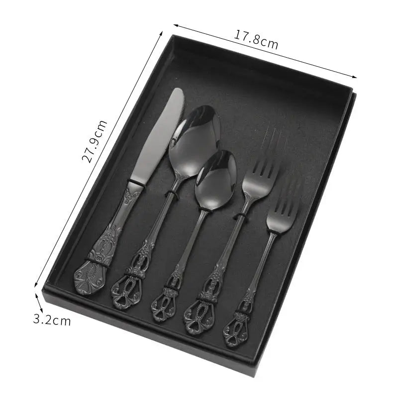 Retro Gold Cutlery Set Stainless Steel Spoon Fork