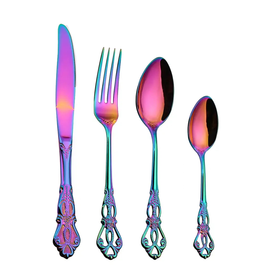 Retro Gold Cutlery Set Stainless Steel Spoon Fork