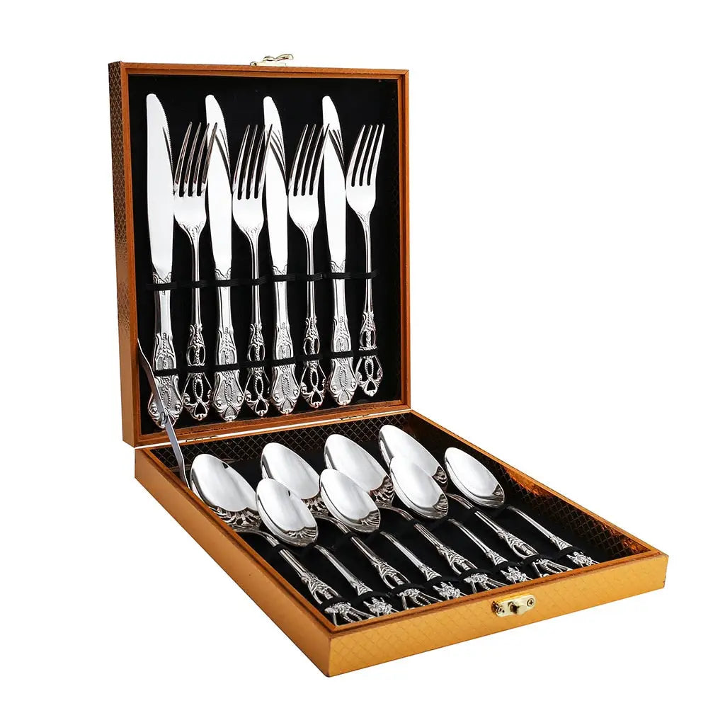 Retro Gold Cutlery Set Stainless Steel Spoon Fork