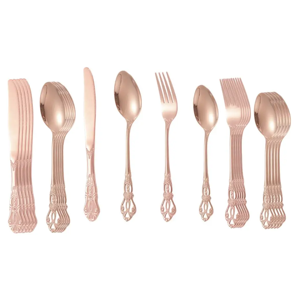 Retro Gold Cutlery Set Stainless Steel Spoon Fork