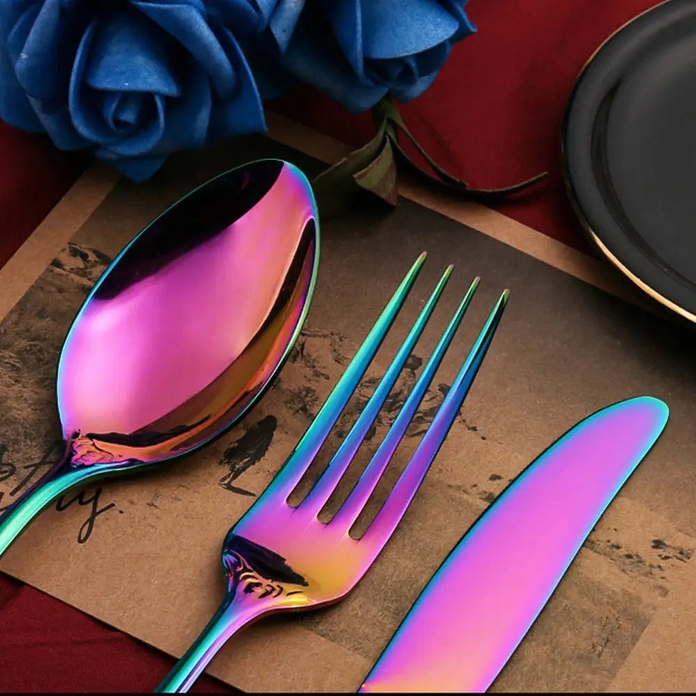 Retro Gold Cutlery Set Stainless Steel Spoon Fork