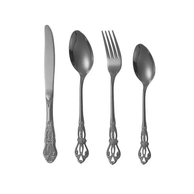 Retro Gold Cutlery Set Stainless Steel Spoon Fork