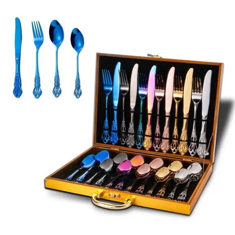 Retro Gold Cutlery Set Stainless Steel Spoon Fork