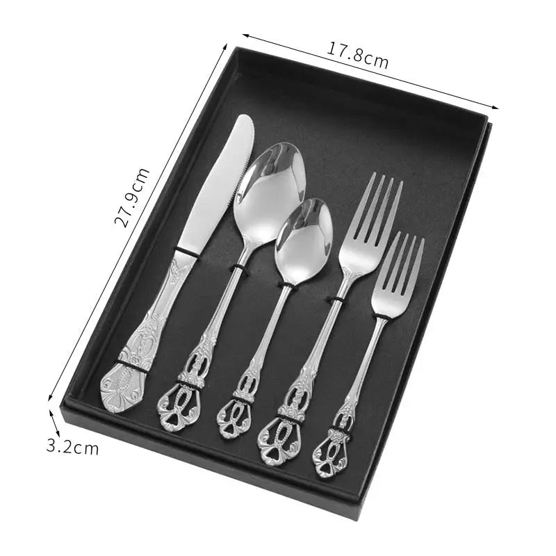Retro Gold Cutlery Set Stainless Steel Spoon Fork