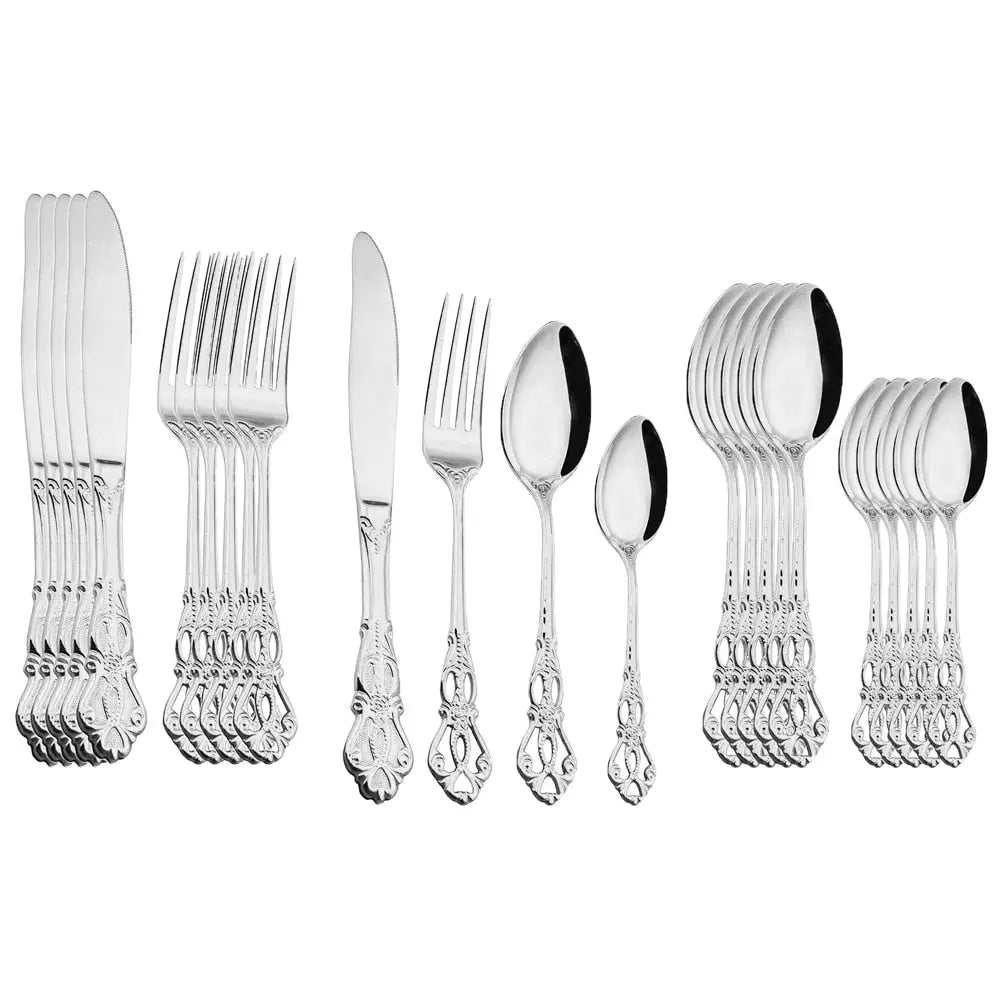 Retro Gold Cutlery Set Stainless Steel Spoon Fork