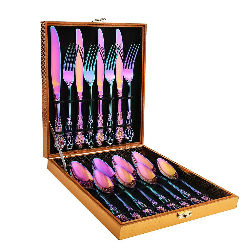 Retro Gold Cutlery Set Stainless Steel Spoon Fork