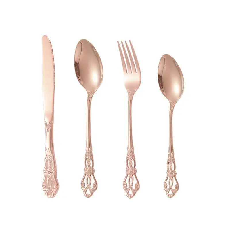 Retro Gold Cutlery Set Stainless Steel Spoon Fork