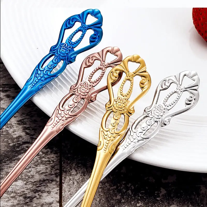 Retro Gold Cutlery Set Stainless Steel Spoon Fork