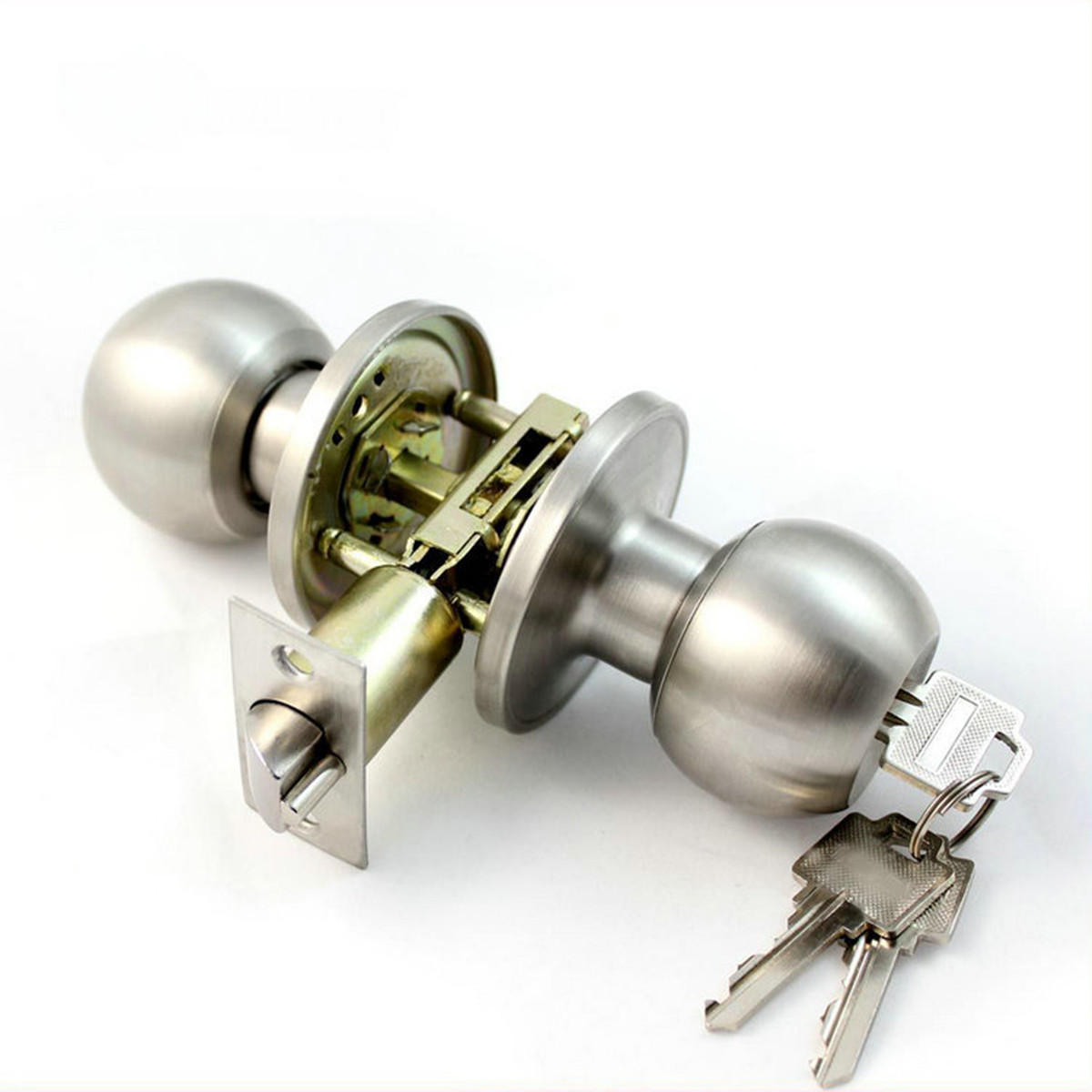 Stainless Steel Bathroom Round Door Knobs Set Handle