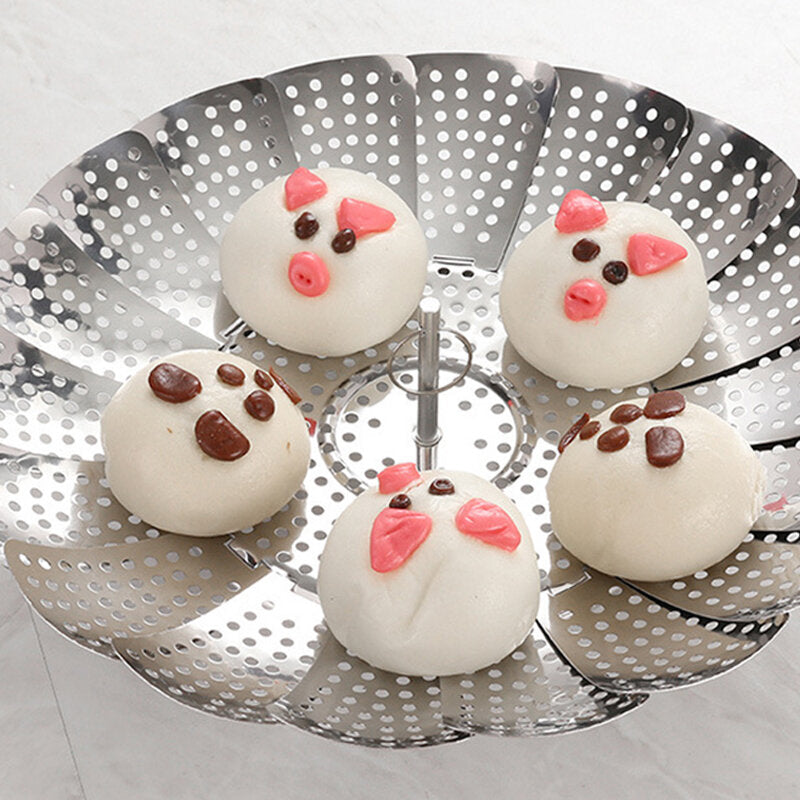 Stainless Steel Household Steamed Bun Steamer Folding Fruit