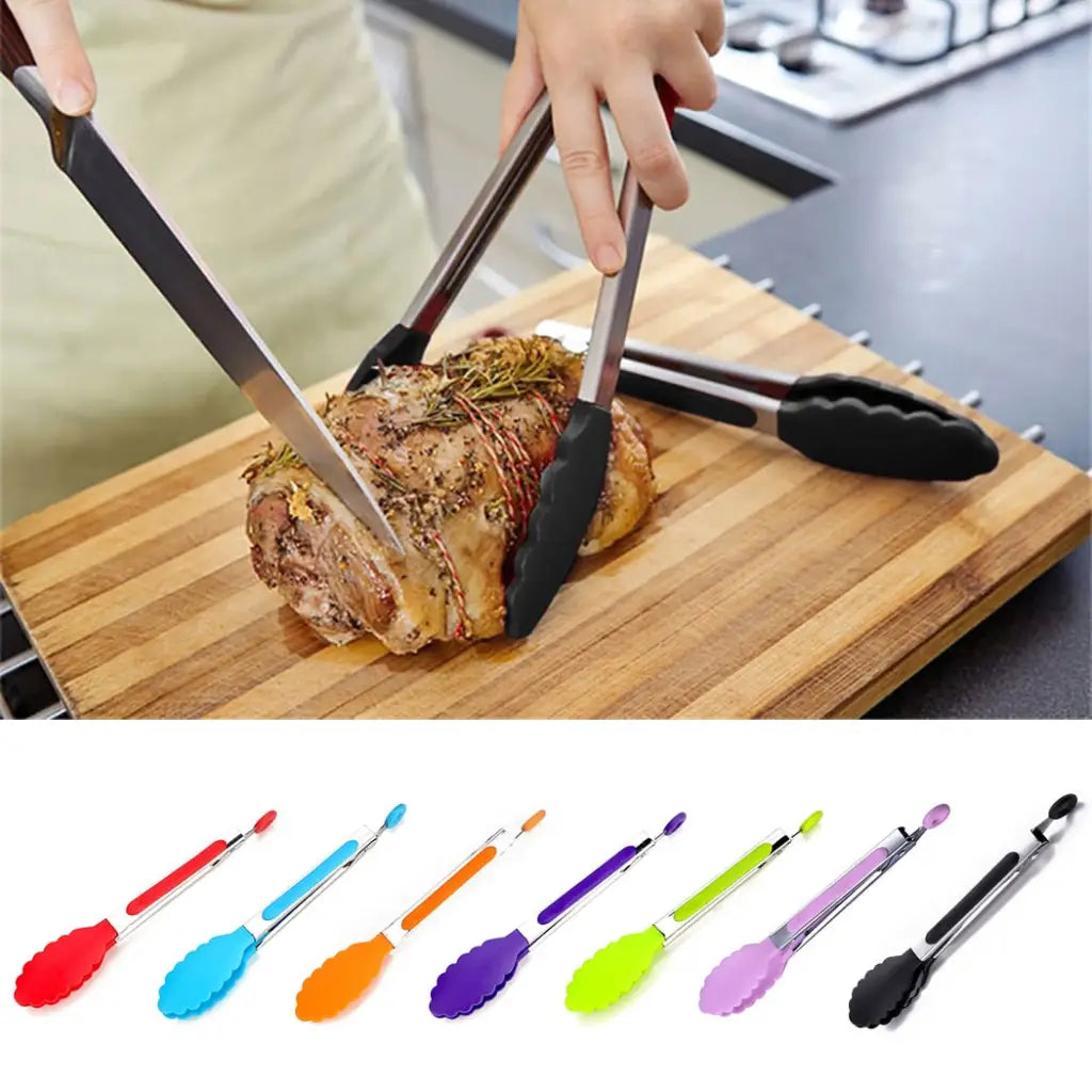 Stainless Steel Kitchen Tongs Non-slip Clip