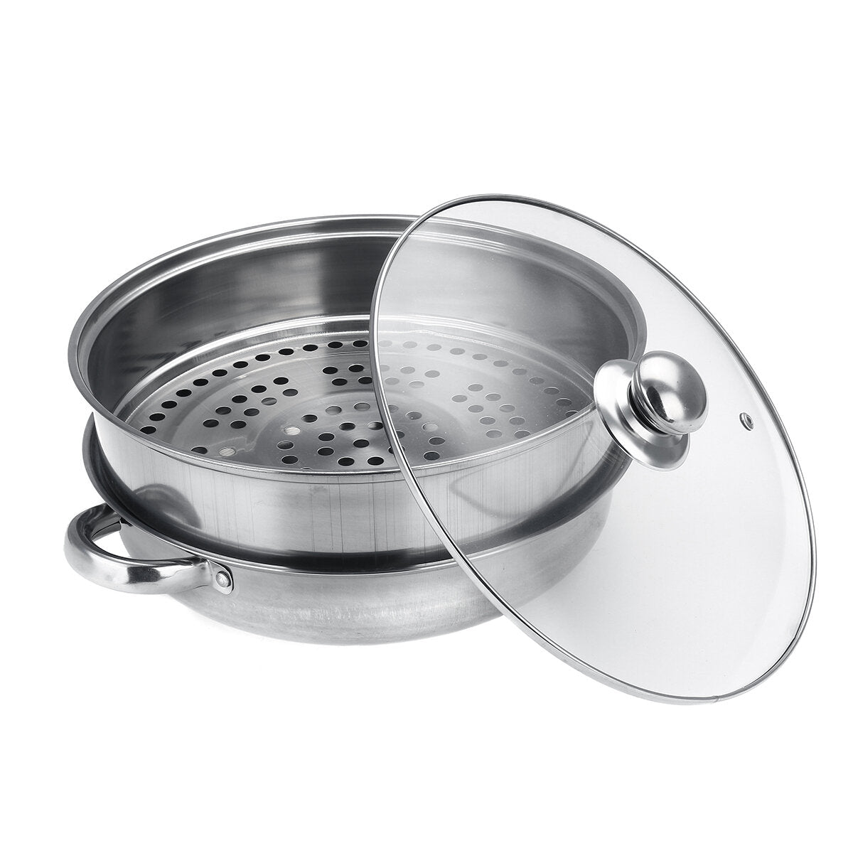 Steamer Cooker Pot Set Pan Cook Food Glass Lids Stainless