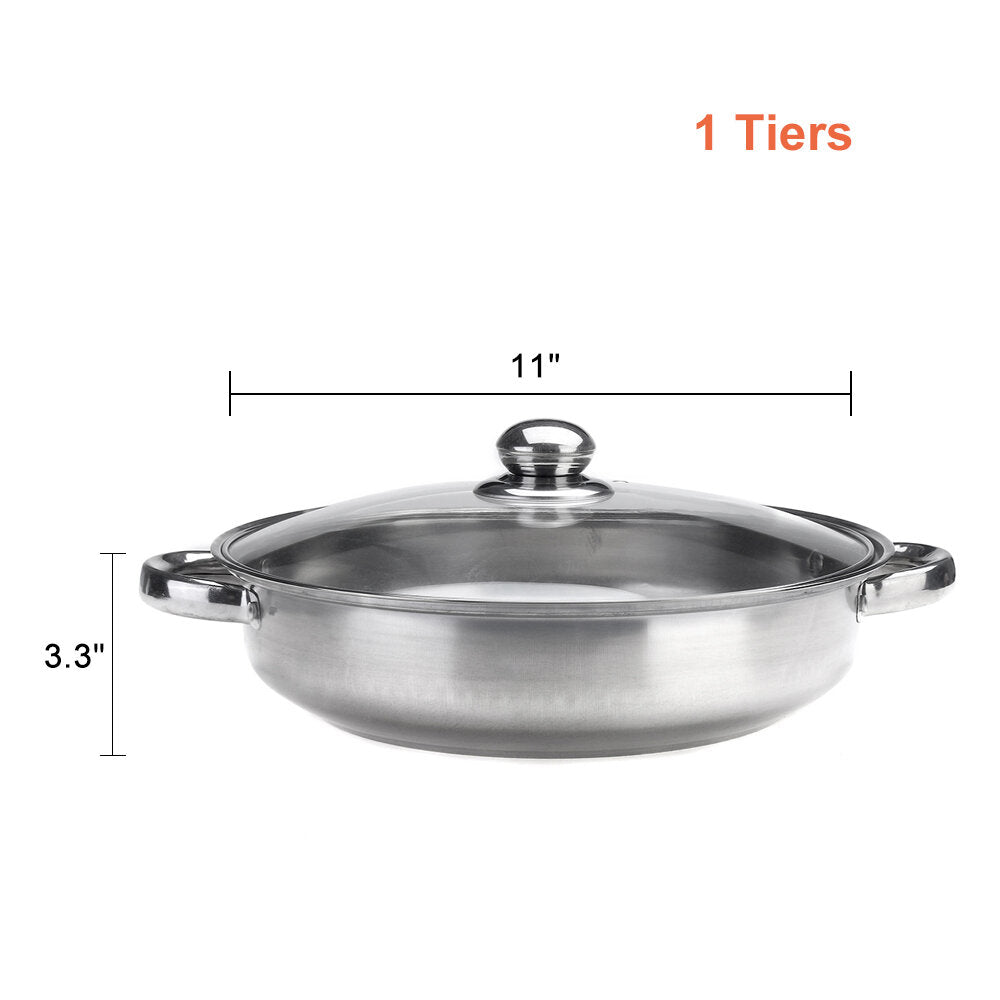 Steamer Cooker Pot Set Pan Cook Food Glass Lids Stainless