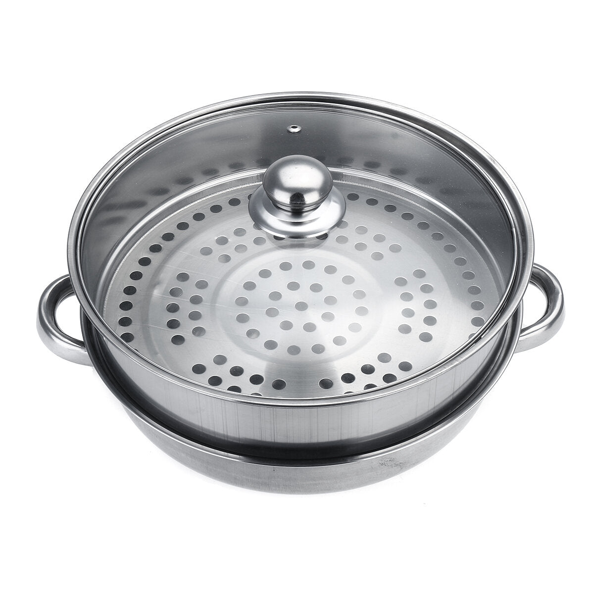 Steamer Cooker Pot Set Pan Cook Food Glass Lids Stainless