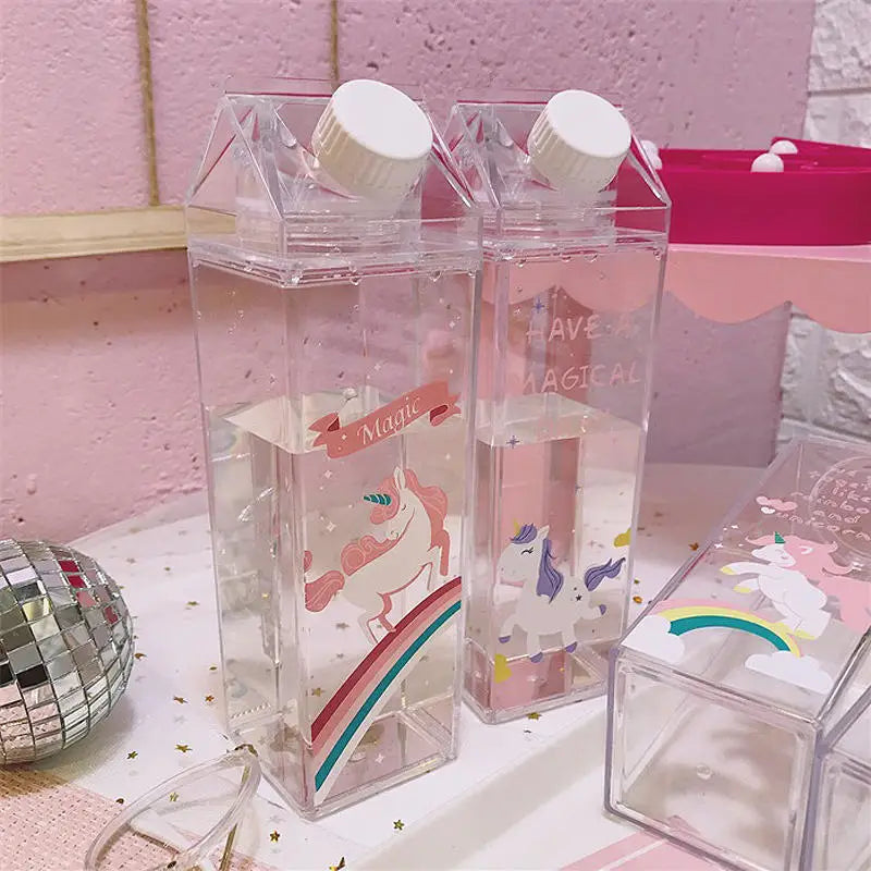 Unicorn Cartoon Water Bottle - 500ml Drink Box