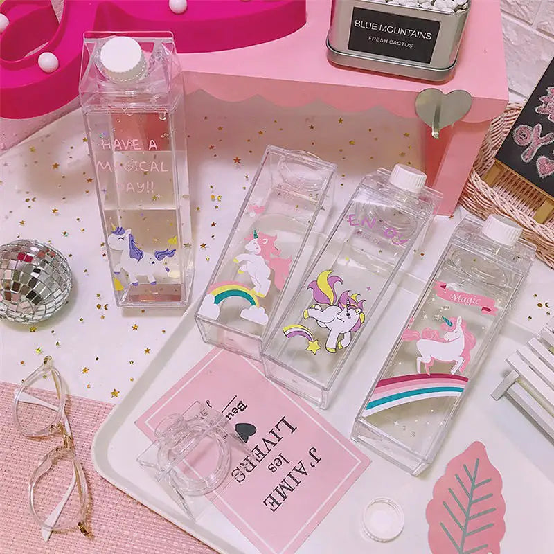 Unicorn Cartoon Water Bottle - 500ml Drink Box