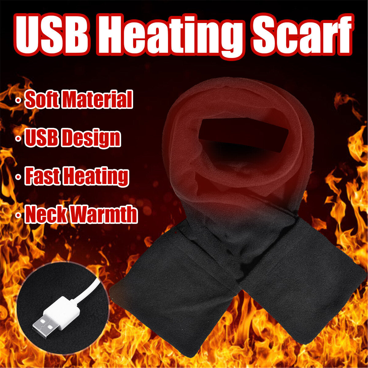 Usb Heating Electric Heated Neck Wrap Scarves Outdoor Sport
