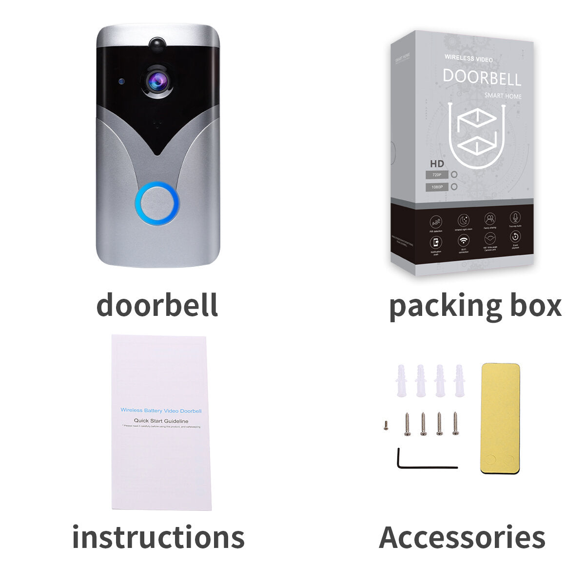 Wifi Doorbell M20 Smart Video Door Chime 720p Wireless