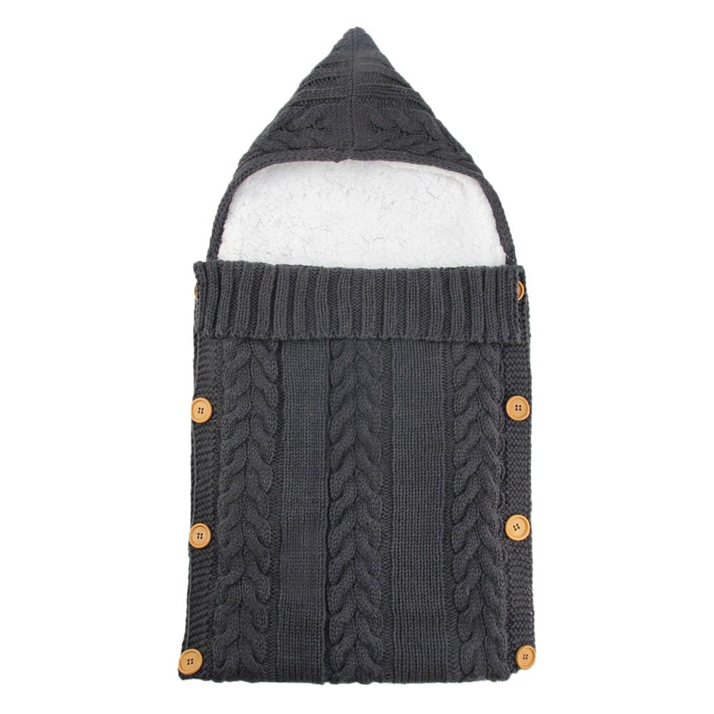 Winter Warm Infant Baby Sleeping Bag Button Knit Swaddle