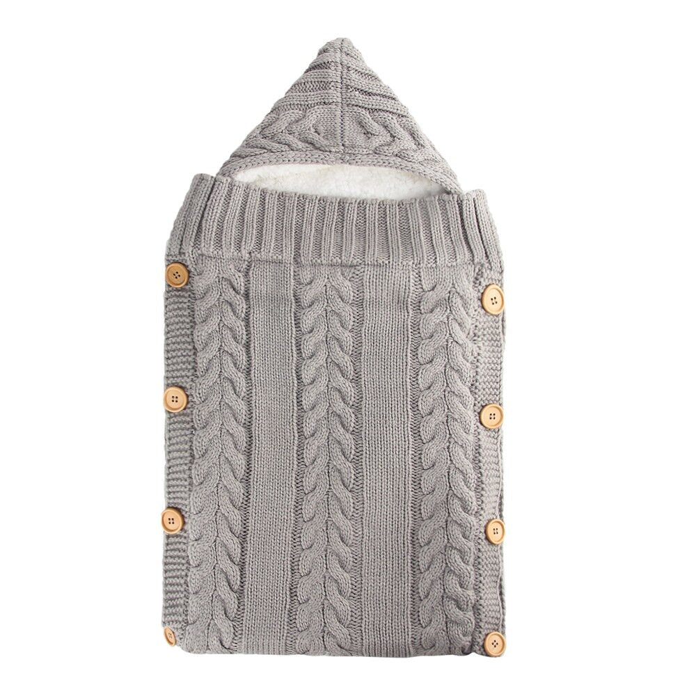 Winter Warm Infant Baby Sleeping Bag Button Knit Swaddle