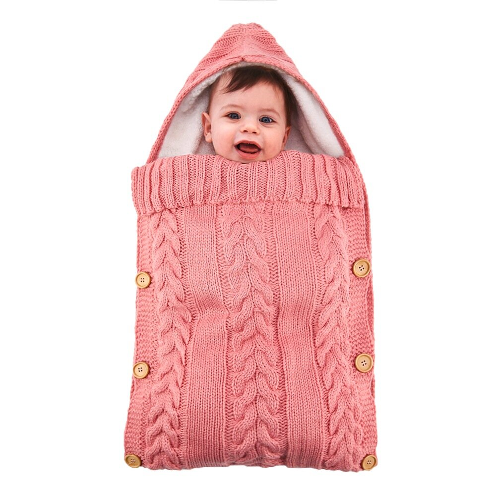 Winter Warm Infant Baby Sleeping Bag Button Knit Swaddle