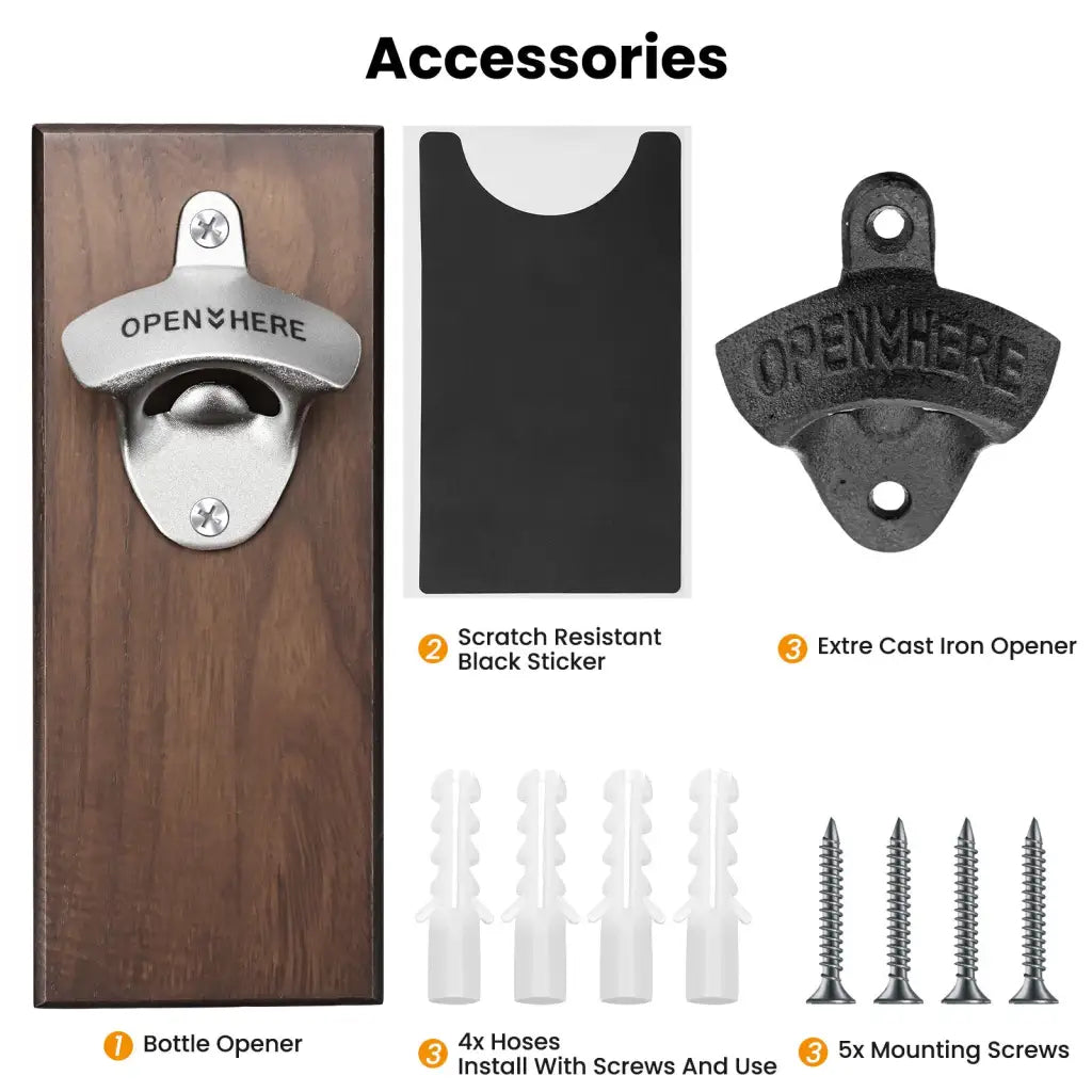 Wooden Wall Mounted Bottle Opener With Magnetic Catch