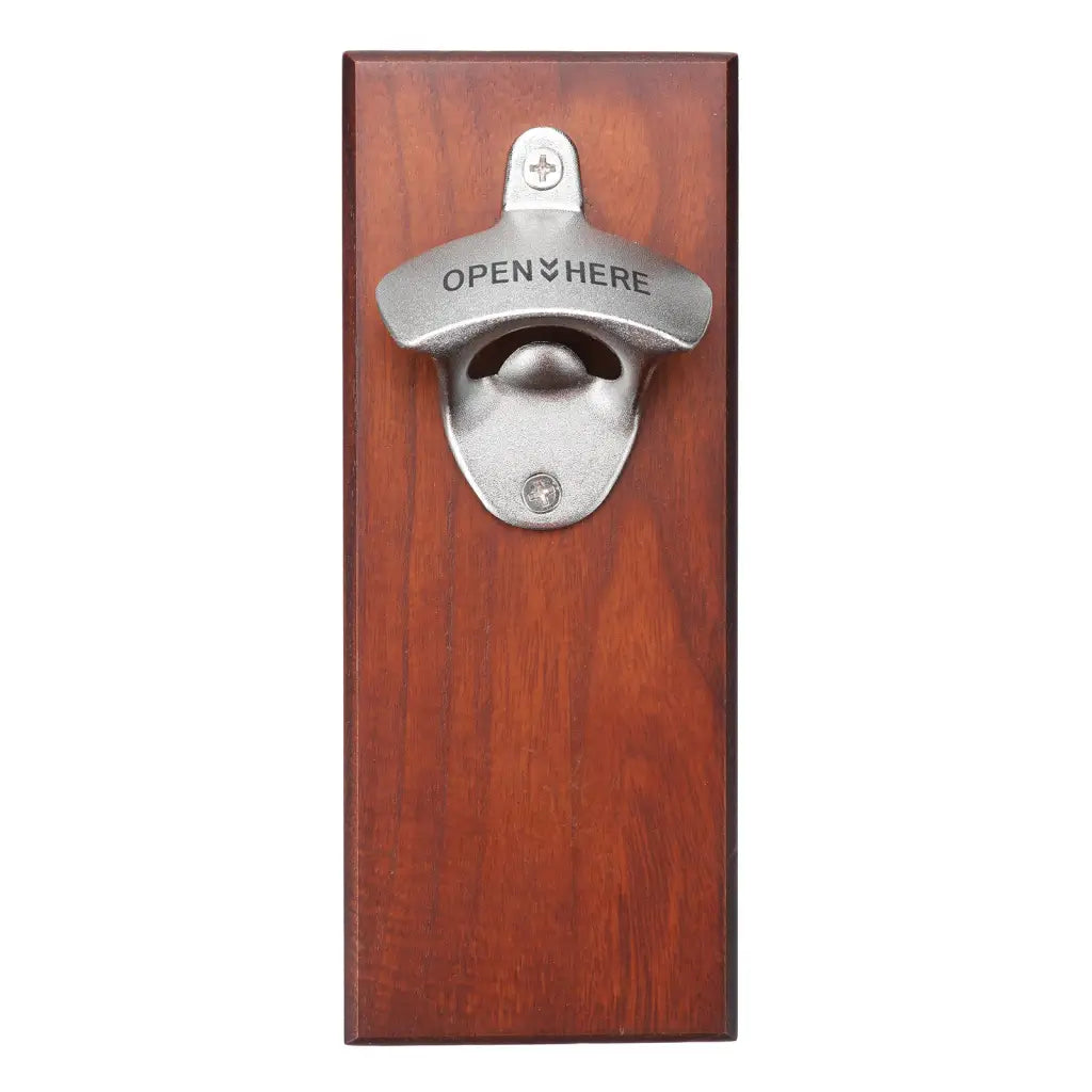 Wooden Wall Mounted Bottle Opener With Magnetic Catch