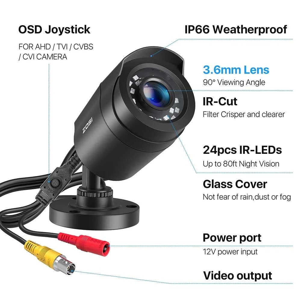 Zosi Zg1062c 2mp 1080p Hd 4-in-1 Cctv Security Camera 24 Ir