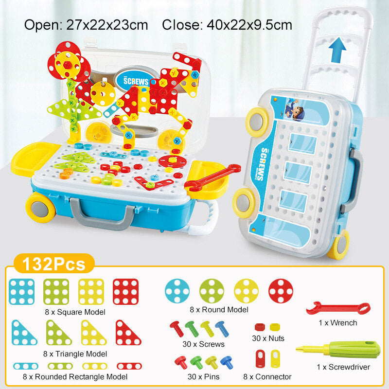 Children Electric Drill Screw Toys DIY Assembly Puzzle Kit Kids Educational Toys Gift