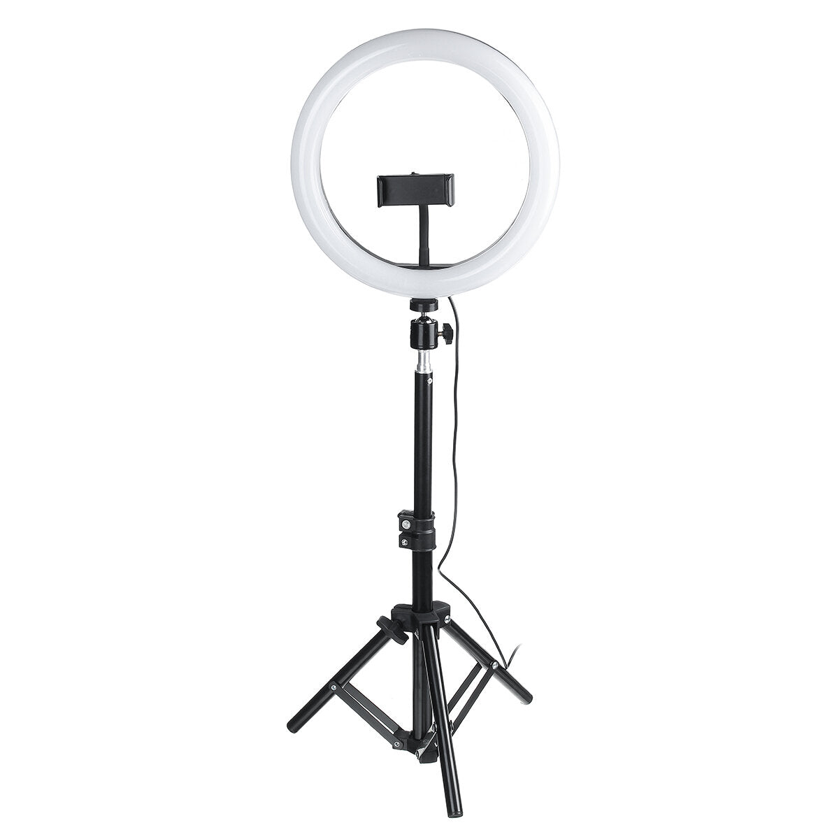 10 Inch Dimmable LED Ring Light Photo Selfie Fill Light with Tripod Adjustable Phone Holder Tripod Head for Makeup Live Broadcast Video Shooting